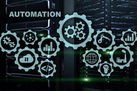 Automation productivity increase concept. Technology Process on a server room 스톡 사진