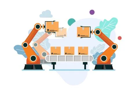 Automation robot arm machine. smart factory industrial. Stock Illustration