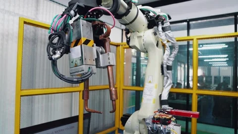 Automation robot arms machine Stock Footage 264015126
