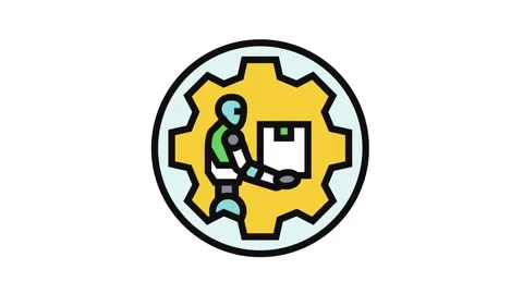 Automation robot deep learning color icon animation Stock Footage 326117249