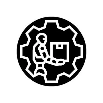 Automation robot deep learning glyph icon vector illustration Stock Illustration