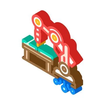 Automation robot deep learning isometric icon vector illustration Stock Illustration