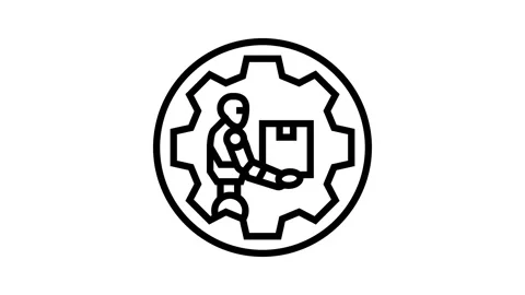 Automation robot deep learning line icon animation Stock Footage 326124555