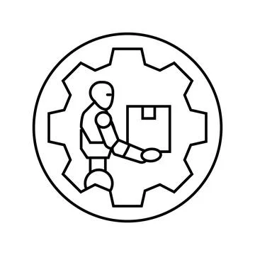 Automation robot deep learning line icon vector illustration Illustrazione stock