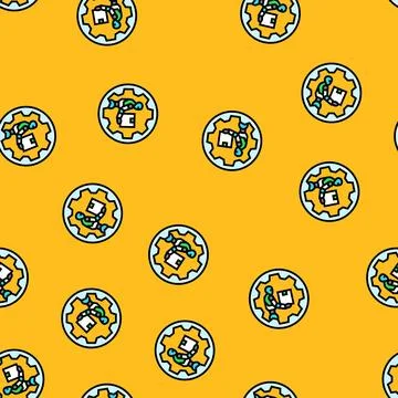 Automation robot deep learning vector seamless pattern Stock Illustration