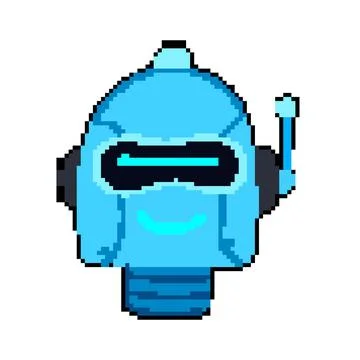 Automation robot head pixel art vector illustration Stock Illustration