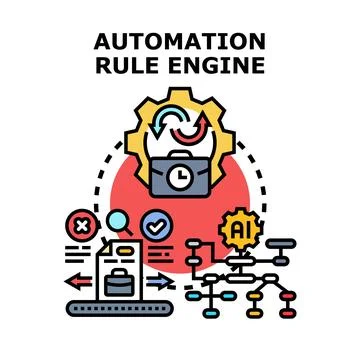 Automation rule engine processing data and decisions Stock Illustration