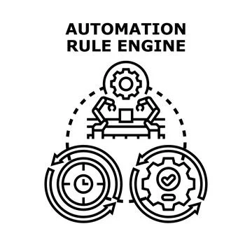 Automation rule engine system optimizing workflow process Stock Illustration
