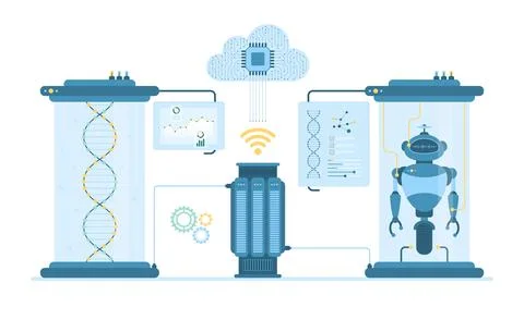 Automation services, technology of robot production by automated laboratory 스톡 일러스트