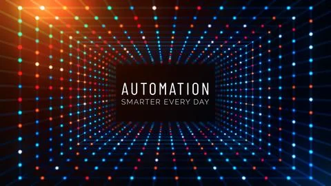 Automation Smarter Every Day Inside Digital Network Tunnel Background Illustrazione stock