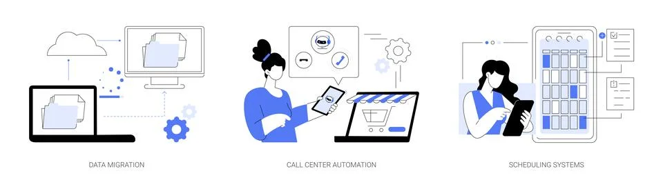 Automation software abstract concept vector illustrations. Stock Illustration