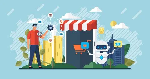 Automation software background IOT and Automation concept Illustrazione stock
