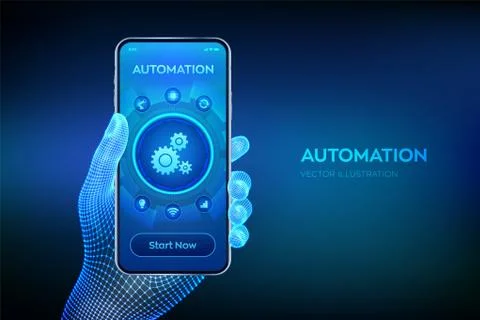 Automation Software. IOT and Automation concept as an innovation, improving p Illustrazione stock