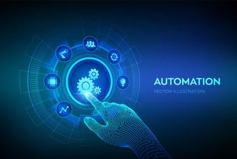 Automation Software. IOT and Automation concept as an innovation, improving p Stock Illustration
