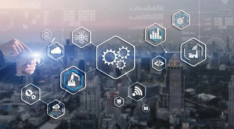 Automation software technology process System business concept 2022 Stockfoto's