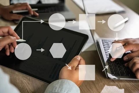 Automation Software Technology Workflow Business process development Foto stock