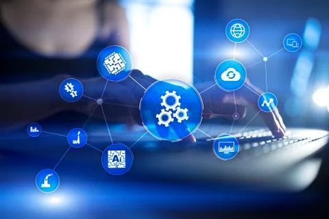 Automation solution and software for business process, Workflow, Modern Stock Photos