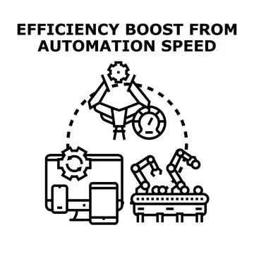 Automation speed boosting business efficiency and productivity Illustrazione stock