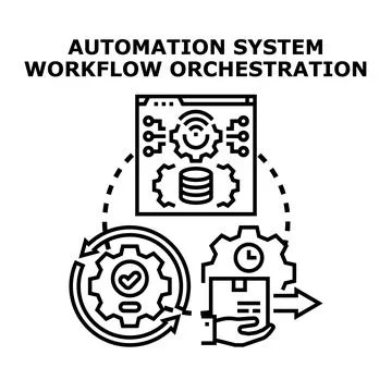 Automation system workflow orchestrating business process management Stock Illustration