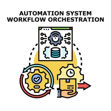 Automation system workflow orchestrating business process management Stock Illustration