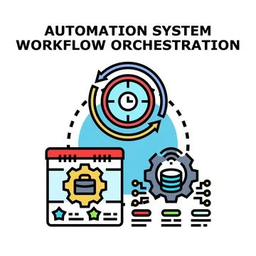 Automation system workflow orchestration process for business Illustrazione stock