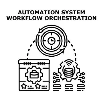 Automation system workflow orchestration process for business Stock-Illustration