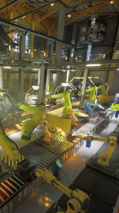 Automation technologies boost factory production efficiency Stock Footage 331839666
