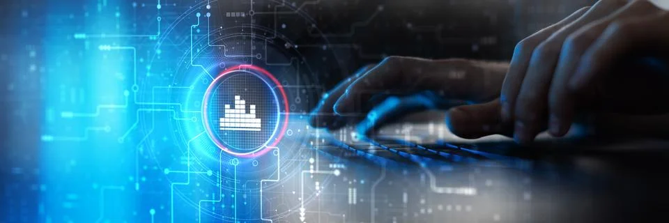 Automation Technology for Business Process Efficiency with Hands Typing on .. Stock Photos