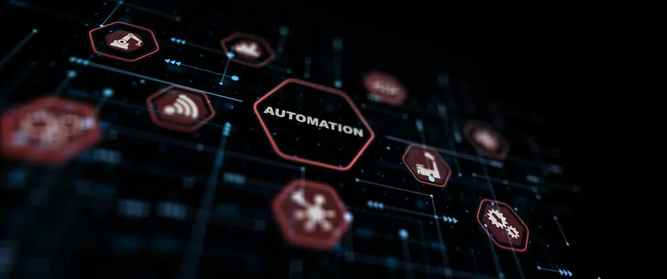 Automation technology industrial process workflow optimisation abstract Stock Illustration