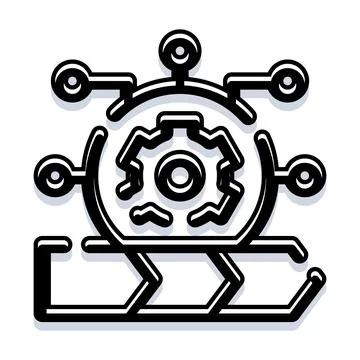 Automation technology process integration system workflow icon Stock Illustration