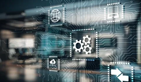 Automation Technology Process System concept. Background for presentation 库存插图
