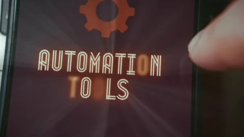 Automation Tools themed graphic presentation created on smartphone Video stock 289091204