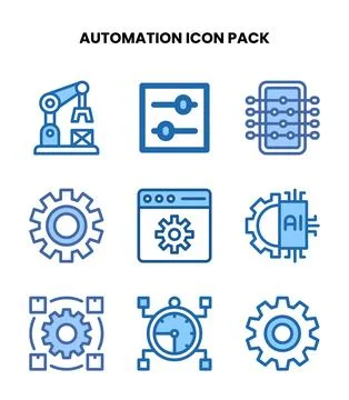 Automation Two Colour Bundle Icons Pack 스톡 일러스트