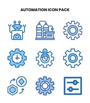 Automation Two Colour Icons Pack Stock Illustration