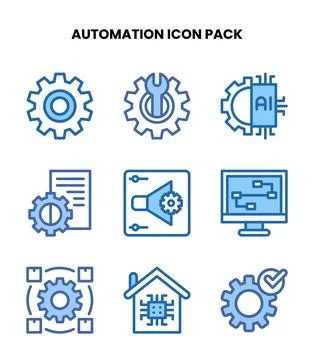Automation Two Colour Icons Pack Stock Illustration