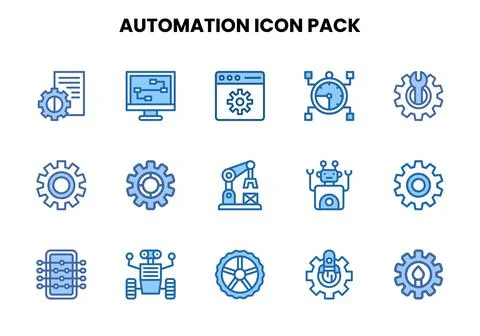 Automation Two Colour Set Icons Pack Illustrazione stock