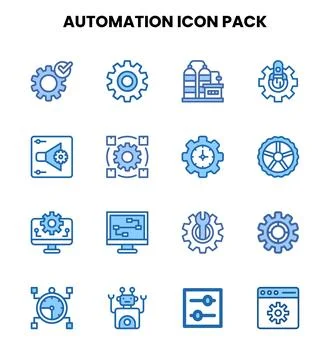 Automation Two Colour Set Icons Pack Stockillustratie
