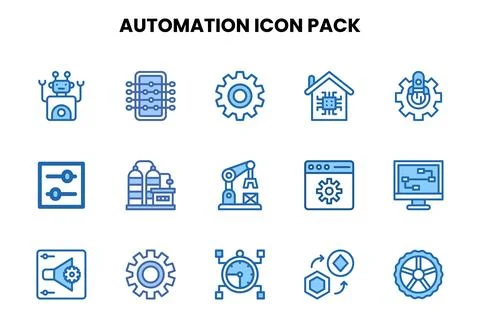 Automation Two Colour Set Icons Pack 库存插图