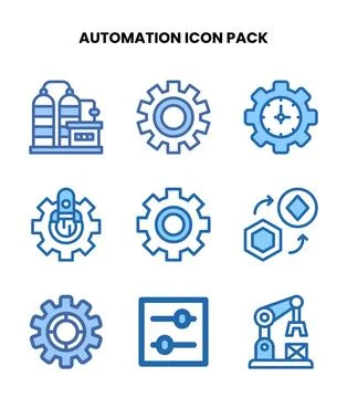 Automation Two Colour UI Icons Pack Stock Illustration