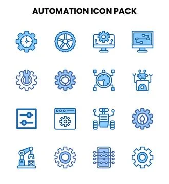 Automation Two Colour Vector Icons Pack Stock Illustration