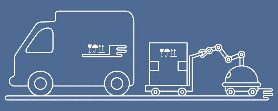Automation warehouse processes. Smart Logistic. Stock Illustration