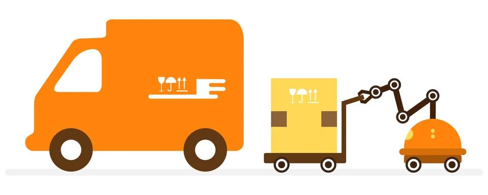 Automation warehouse processes. Smart Logistic. Stock Illustration