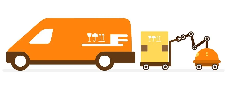 Automation warehouse processes. Smart Logistic. Stock Illustration
