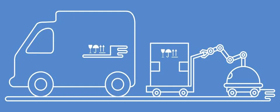 Automation warehouse processes. Smart Logistic. Stock Illustration