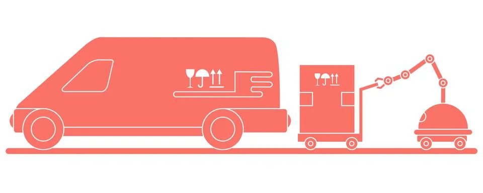 Automation warehouse processes. Smart Logistic. Stock Illustration