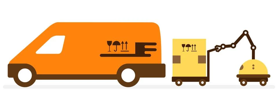 Automation warehouse processes. Smart Logistic. Stock Illustration