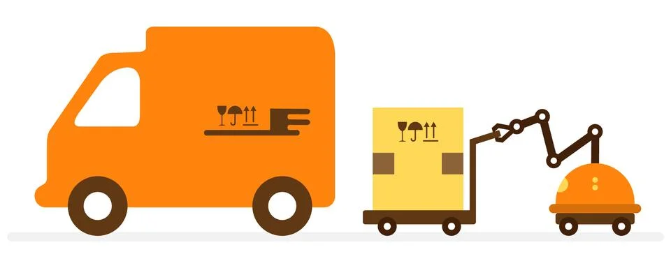 Automation warehouse processes. Smart Logistic. Illustrazione stock