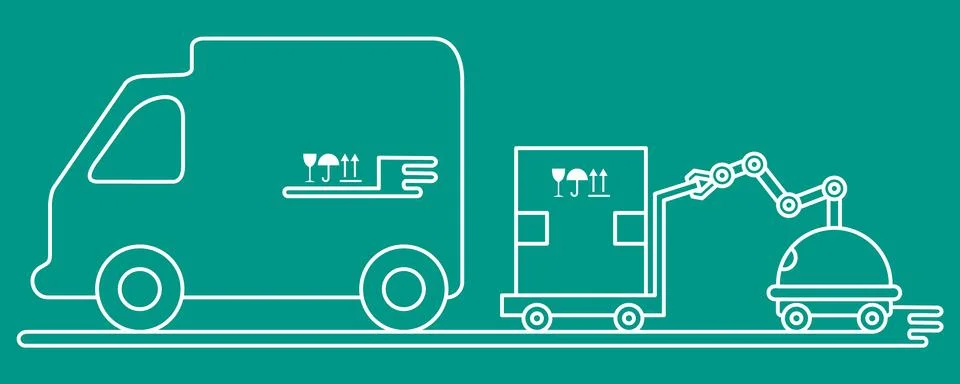 Automation warehouse processes. Smart Logistic. Stock Illustration