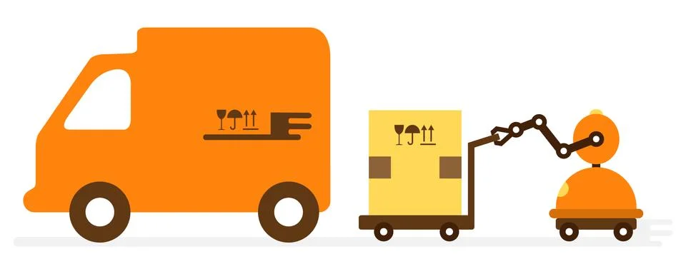 Automation warehouse processes. Smart Logistic. Stock Illustration