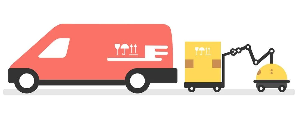 Automation warehouse processes. Smart Logistic. Illustrazione stock
